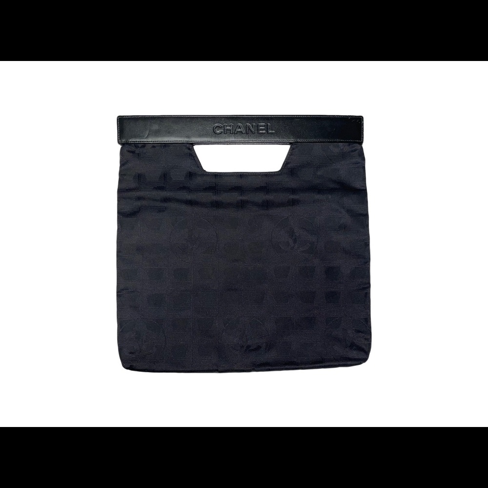 Authentic Chanel top handle clutch nylon bag